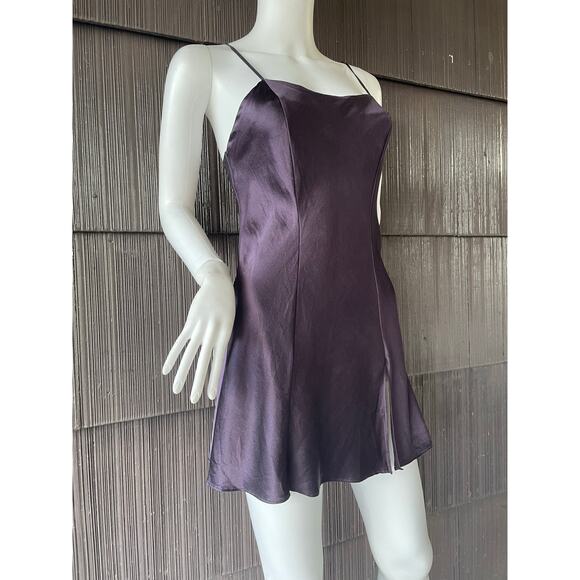 🔥Vintage Y2K 100% Silk Victorias Secret Purple Slip Dress Mini Camisole XS - Picture 4 of 13